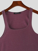 Men's Shiny Square Neck Casual Tank SKUL38050