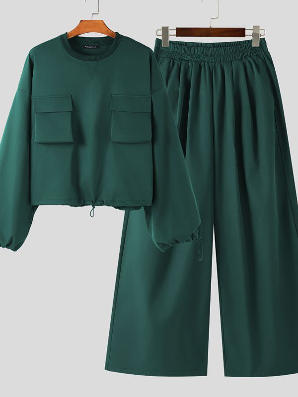 Men's 3D Pocket Drawstring Two Pieces Outfit SKUL41648