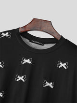 Mens 3D Bow Patchwork Casual Short Sleeve T-Shirt SKUL07818
