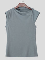 Men's Solid Color Asymmetrical Shoulder Casual Tank SKUL47786