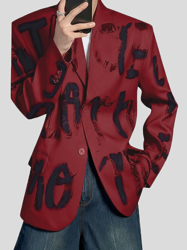 Men's Letter Print Long Sleeve Blazer SKUL37516