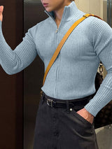 Men's Solid Color Textured Long Sleeve T-shirt SKUL48764