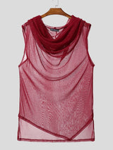 Men's Shimmer Sheer Cowl Neck Tank SKUL40328