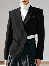 Men's Tassel Patchwork Asymmetric Hem Blazer SKUL43713