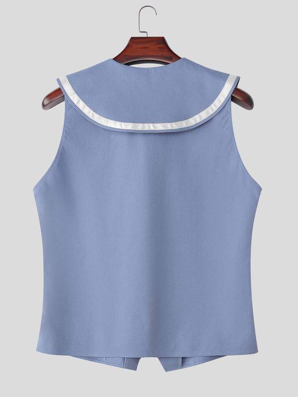 Men's Resort Wear Nautical Sailor Collar Tailored Waistcoat SKUL78988