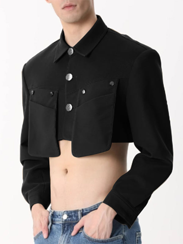 Mens Cropped Casual Long-Sleeve Jacket SKUK74675