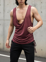 Men's Party Style Shiny Low Neck Tank SKUL51920