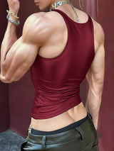 Men's Solid Color Glossy Cropped Tank SKUL50525