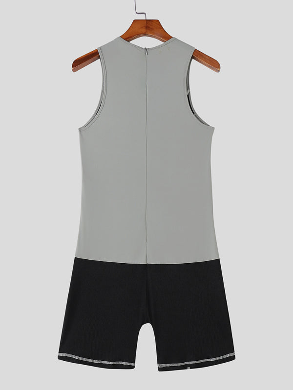 Men's Color Block Slim Fit Sleeveless Bodysuit SKUL14167
