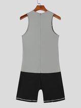Men's Color Block Slim Fit Sleeveless Bodysuit SKUL14167