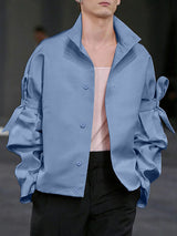 Men's Bow Patchwork Long Sleeve Shirt SKUL35119