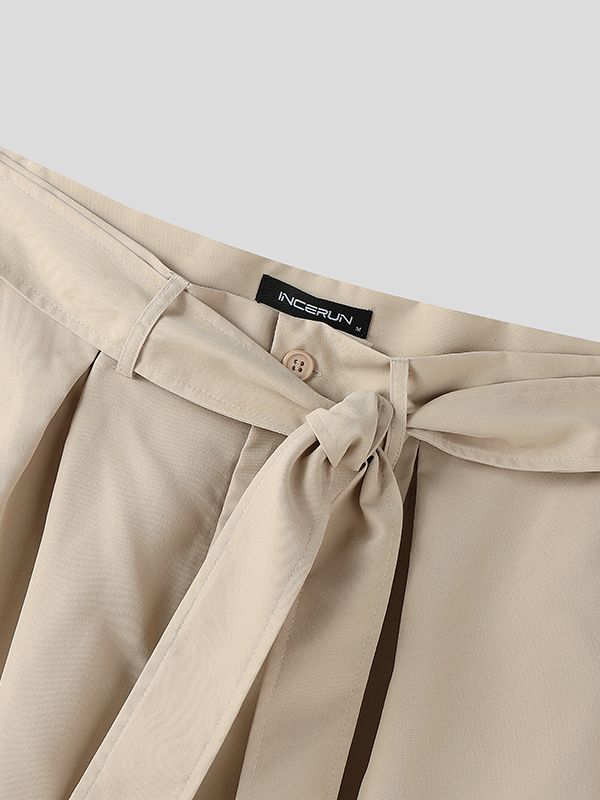 Men's Solid Color Star Collar Cropped Two Pieces Outfit SKUL45355