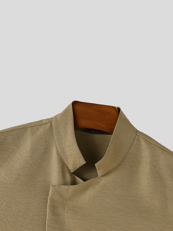Men's Neo-Chinese Zen Asymmetrical Wrap Two Pieces Outfit SKUL79239