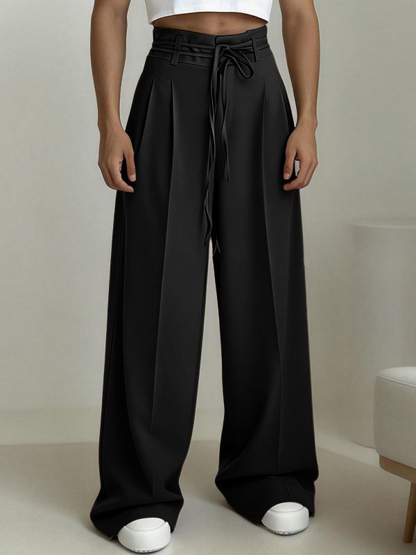 Men's Double Drawstring High Waist Wide Leg Pant SKUL62059
