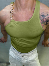 Men's Solid Color One Shoulder Casual Tank SKUL46560