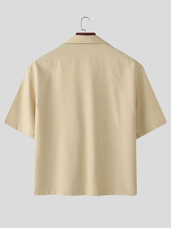 Mens Casual Drawstring Short Sleeve Shirt SKUL08520