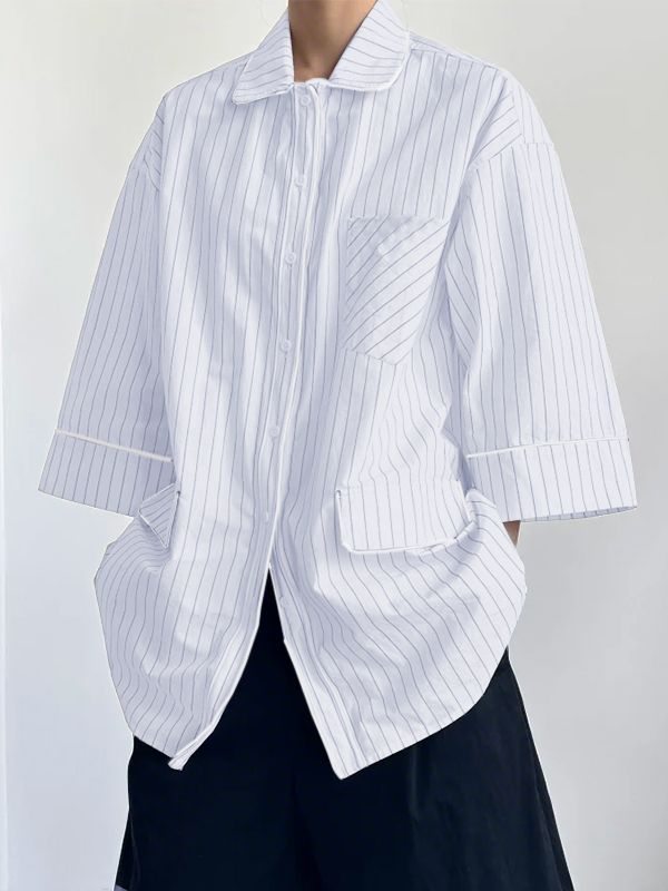 Men's Striped Colorblock Long Sleeve Shirt SKUL34140