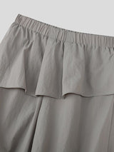 Men's Faux Two Piece Ruched Wide Leg Pant SKUL46111