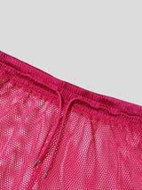 Men's Nightclub Party Sheer Mesh Drawstring Mid-Low Waist Short SKUL77512