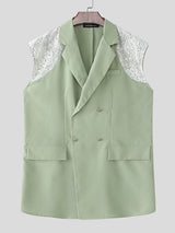 Men's Lace Patchwork Sleeveless Blazer SKUL21486