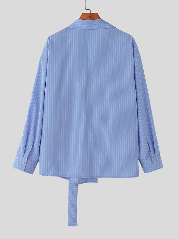 Men's Striped Twist Long Sleeve Shirt SKUL32866