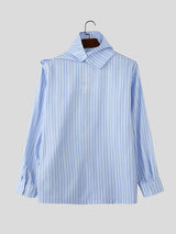 Mens  Deconstructed Striped Long Sleeve Shirt SKUK80500