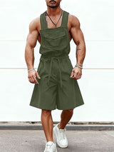 Men's Solid Color Cinched Waist Overall SKUL54019