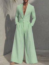 Mens Striped Casual Loose Long Sleeve Jumpsuit SKUL27277