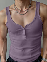Mens Solid Color Knit Casual Tank SKUL18720