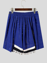 Men's Solid Color Metal Eyelet Casual Shorts SKUL15176