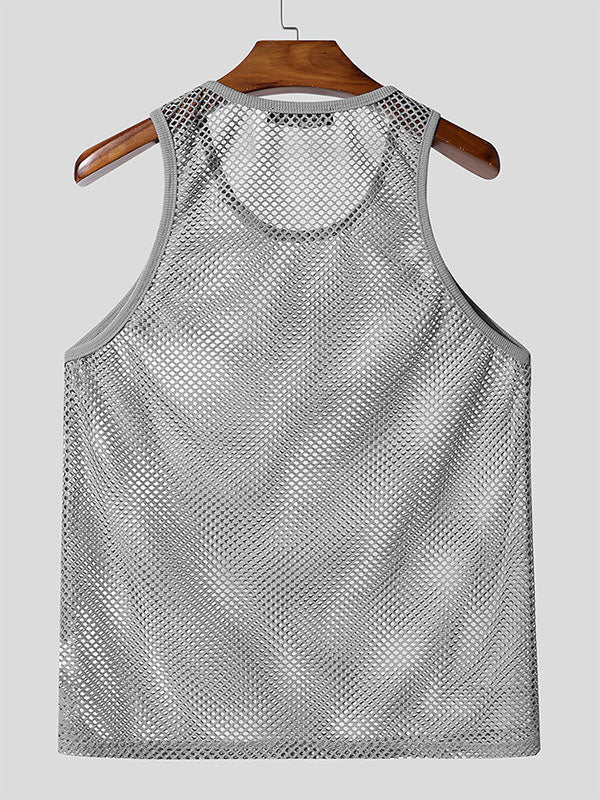 Mens Solid Color Sheer Mesh Casual Tank SKUL19141