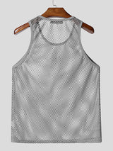 Mens Solid Color Sheer Mesh Casual Tank SKUL19141