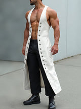 Mens Solid Color Long Hem Casual  Waistcoat SKUL24605