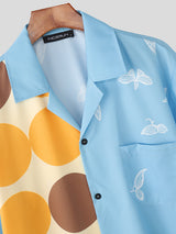 Men's Butterfly Print Contrast Short Sleeve Shirt SKUL20046