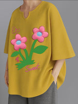 Men's 3D Floral Print Textured Half Sleeve T-Shirt SKUL32865