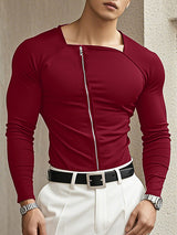 Mens Zipper Knit Long Sleeve T-Shirt SKUK96904