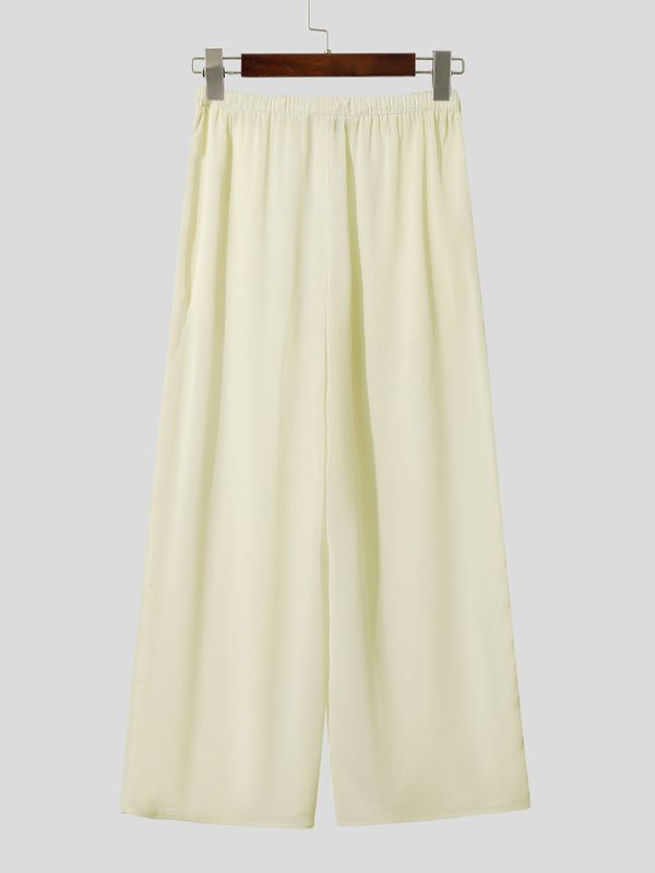 Men's Bohemian Beach Chiffon Asymmetric Split Overlap Wide Leg Pant SKUL70256