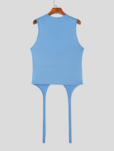 Men's Solid Color Irregular Cut Casual Tank SKUL25110