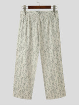 Mens Ditsy Floral Print Pleated Casual Pants SKUK42223