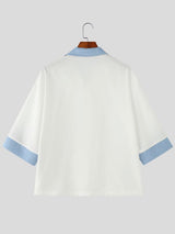 Men's New Chinese Style Color-Block Accents Boxy Shirt SKUL62070
