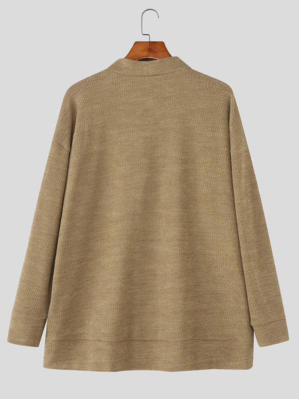 Men's Solid Color Casual Long Sleeve Cardigan SKUL24825