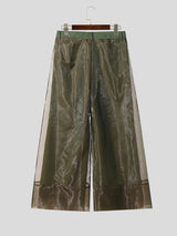 Men's Avant-Garde Sheer Organza Loose Wide Leg Palazzo Pant SKUL68199