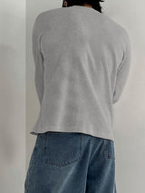 Men's Minimalist Textured Crew Neck Long Sleeve T-shirt SKUL43998