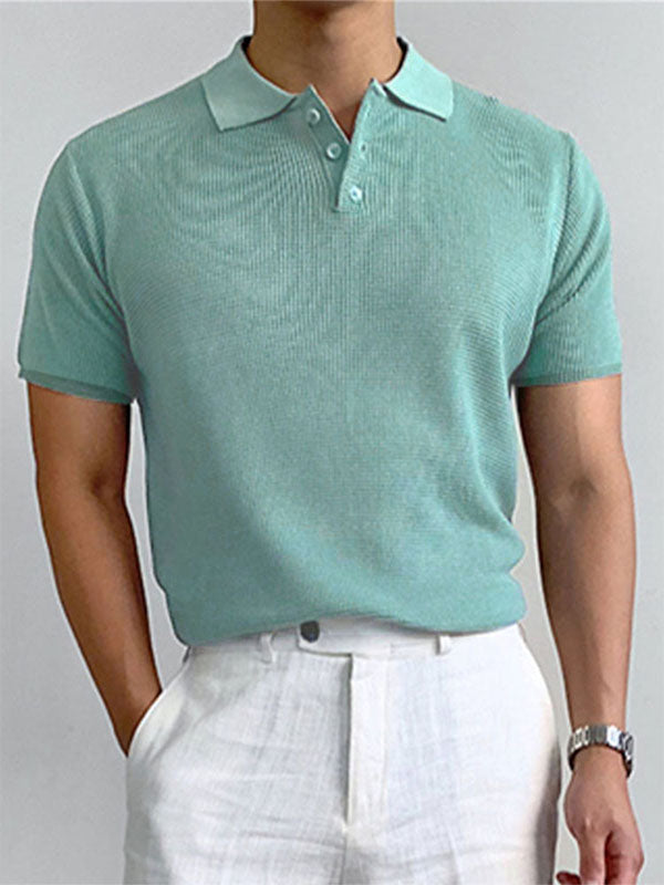 Mens Solid Waffle Knit Golf Shirt SKUK11742