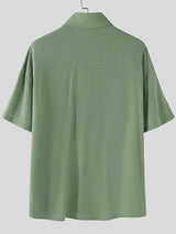 Men's Solid Color Semi Sheer Short Sleeve Shirt SKUL22408