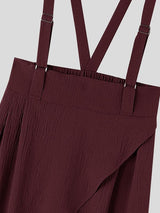 Men's Zen Minimalist Art Exhibition Asymmetric Wrap Overlay High-Waist Wide-Leg Pant SKUL85945