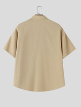 Men's Vintage Japanese Style Relaxed Short Sleeve Casual Shirt SKUL75719