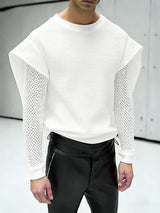 Men's Deconstructed Sheer Mesh Long Sleeve Sweatshirt SKUL46202