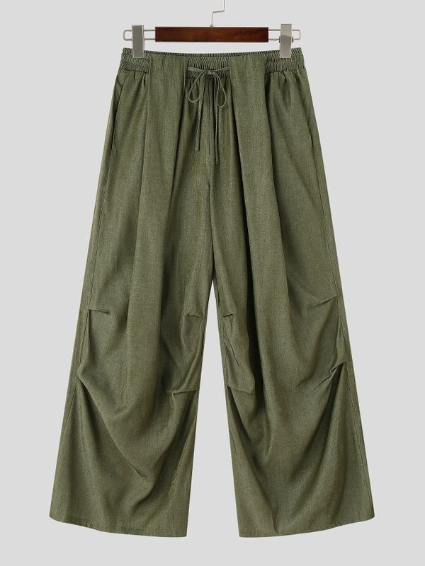 Men's Solid Color Tie Waist Casual Pant SKUL61168