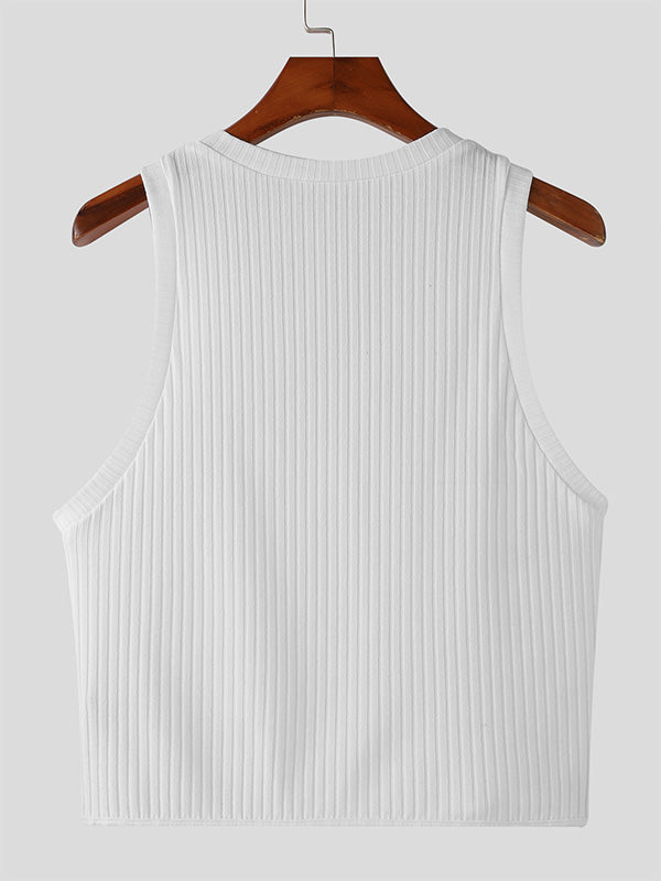 Mens Knitted Ribbed V-Neck Tank SKUK66767